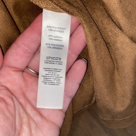 Chico’s Faux Suede Grommet LS Cafe Breve size 0 - Picture 8 of 8